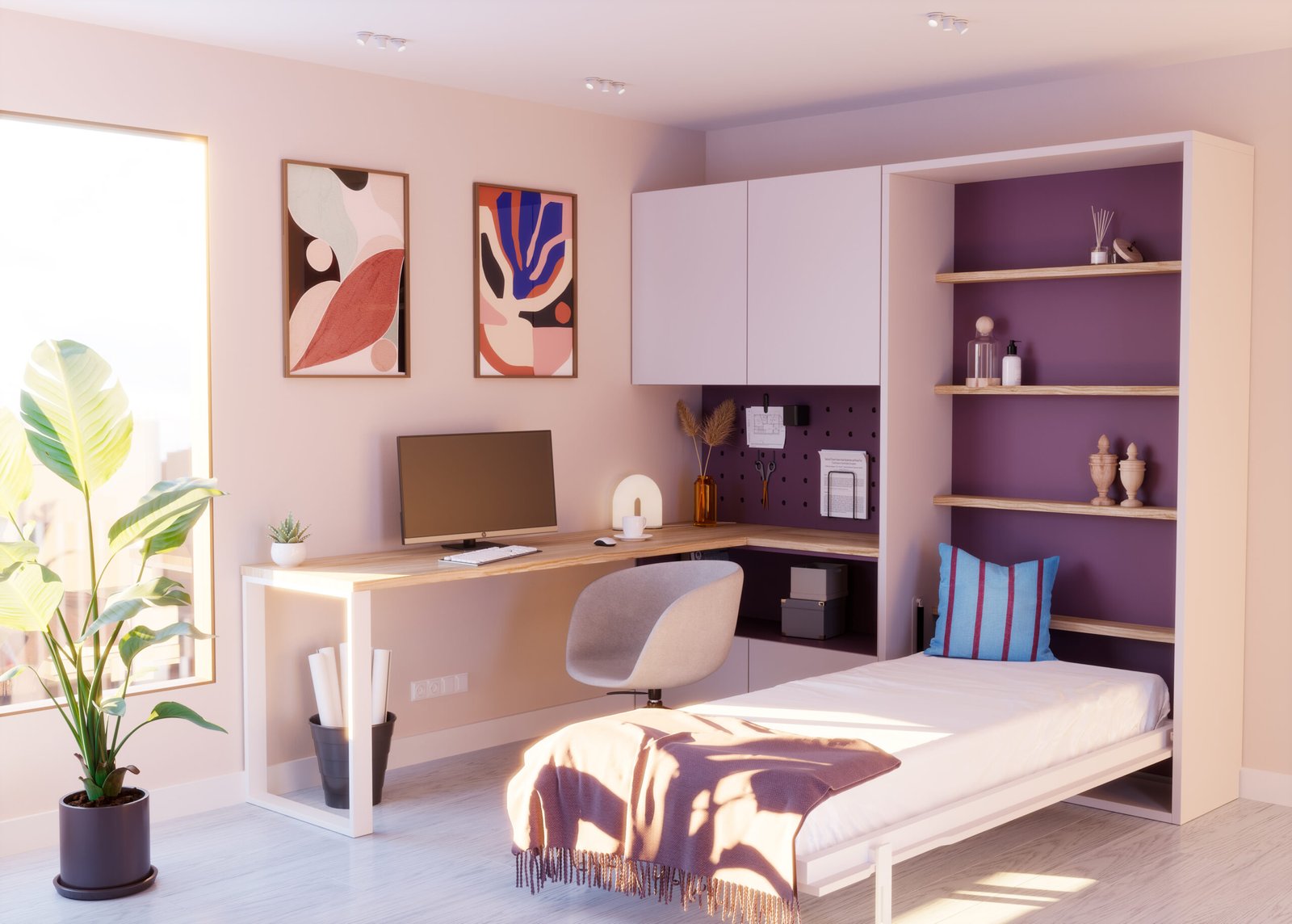 9526-dormitorio-con-cama-abatible-vertical-y-escritorio