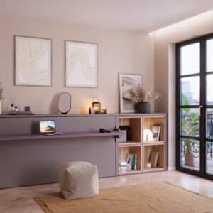 Cama abatible horizontal con escritorio integrado