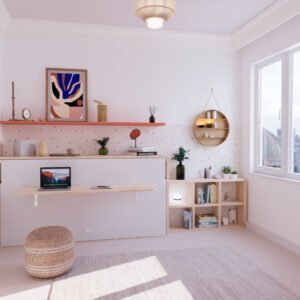 Cama abatible con escritorio integrado