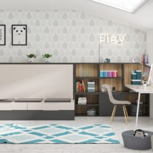 Cama abatible horizontal con arrastre nido y cajones